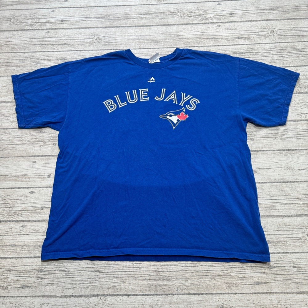 Vintage Majestic Toronto Blue Jays Shirt Men's XL Blue Edwin Encarnacion #10 MLB